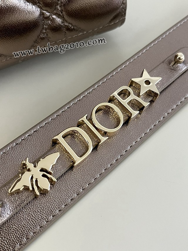 Dior专柜新款迪奥顶级原单金色Lady戴妃四格系列手提包 djfk1142